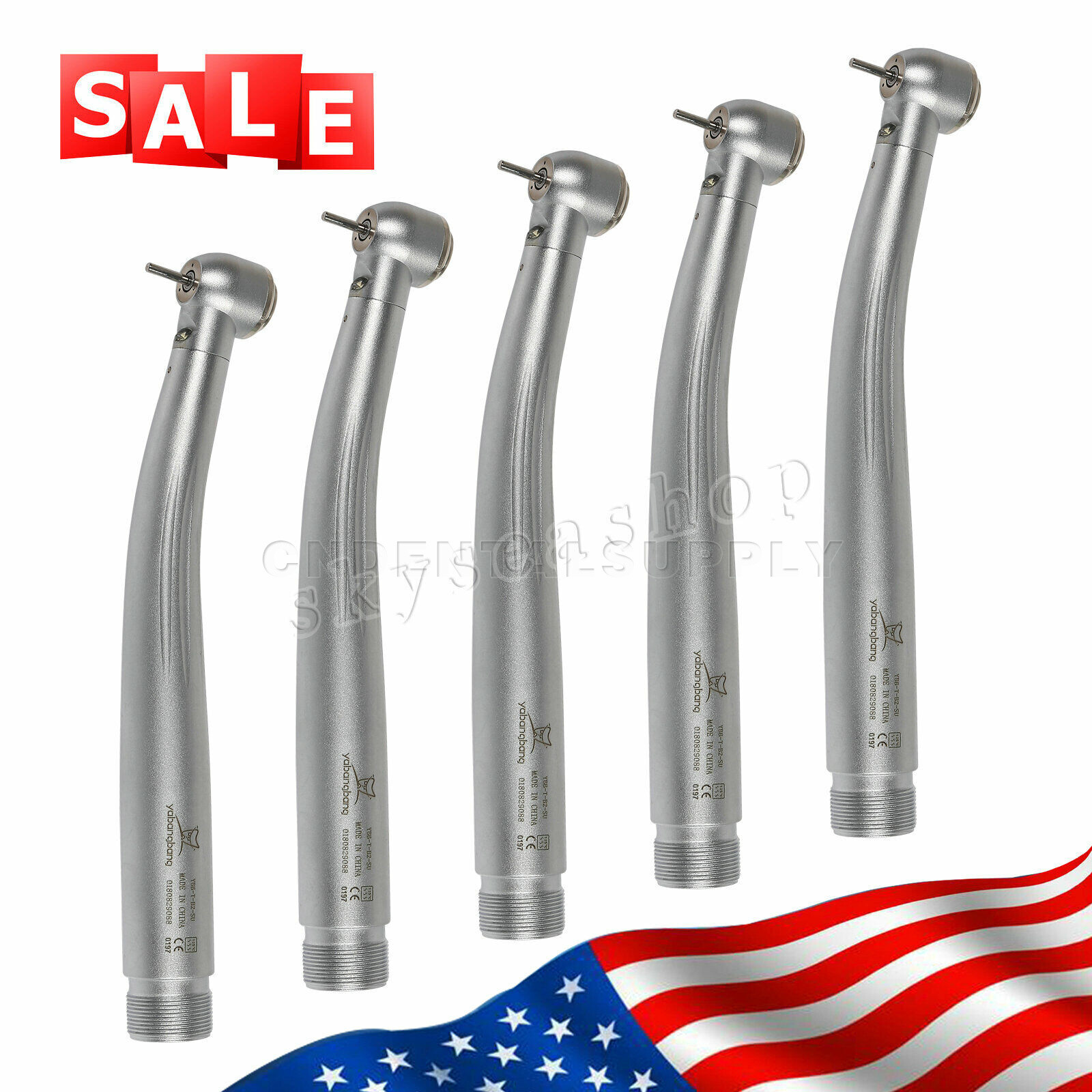1-10 Turbina Dental LED Light Fiber Optic High Speed Handpiece 2 Holes Borden