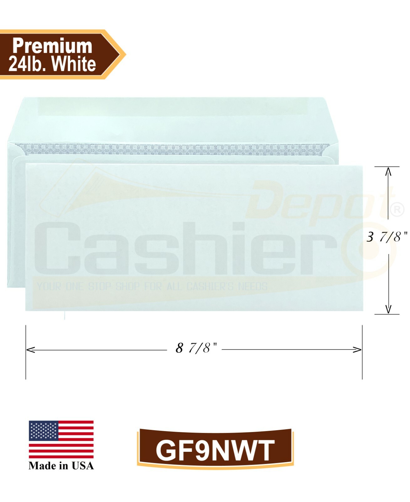 #9 Business Envelopes, 3 7/8 x 8 7/8, Tinted, Sturdy 24lb, White, Gum, 500/Box