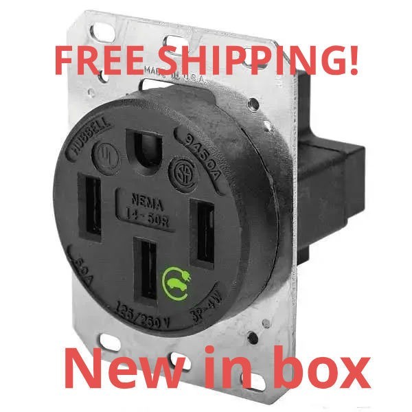 Hubbell 3 pole 4 Wire Grounding Straight Blade Receptacle(HBL9450A) 50A 125/250V
