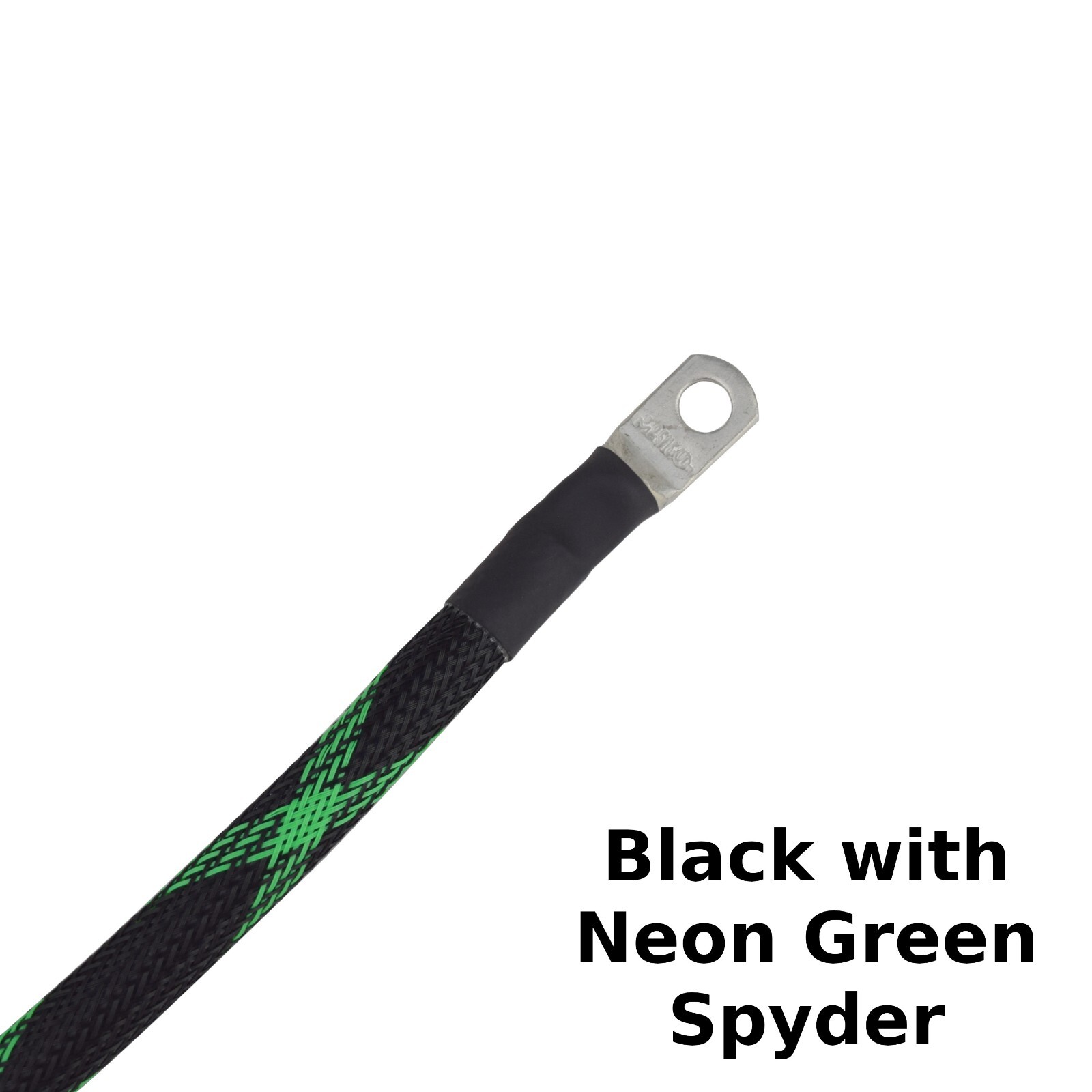 2 AWG Gauge Custom Battery Cable Copper Braided (Black with Neon Green Spyder)