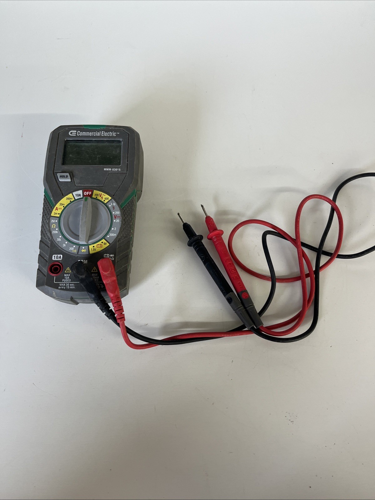 Commercial Electric MM-8301S Digital Multimeter w/ Test Leads Tested Working