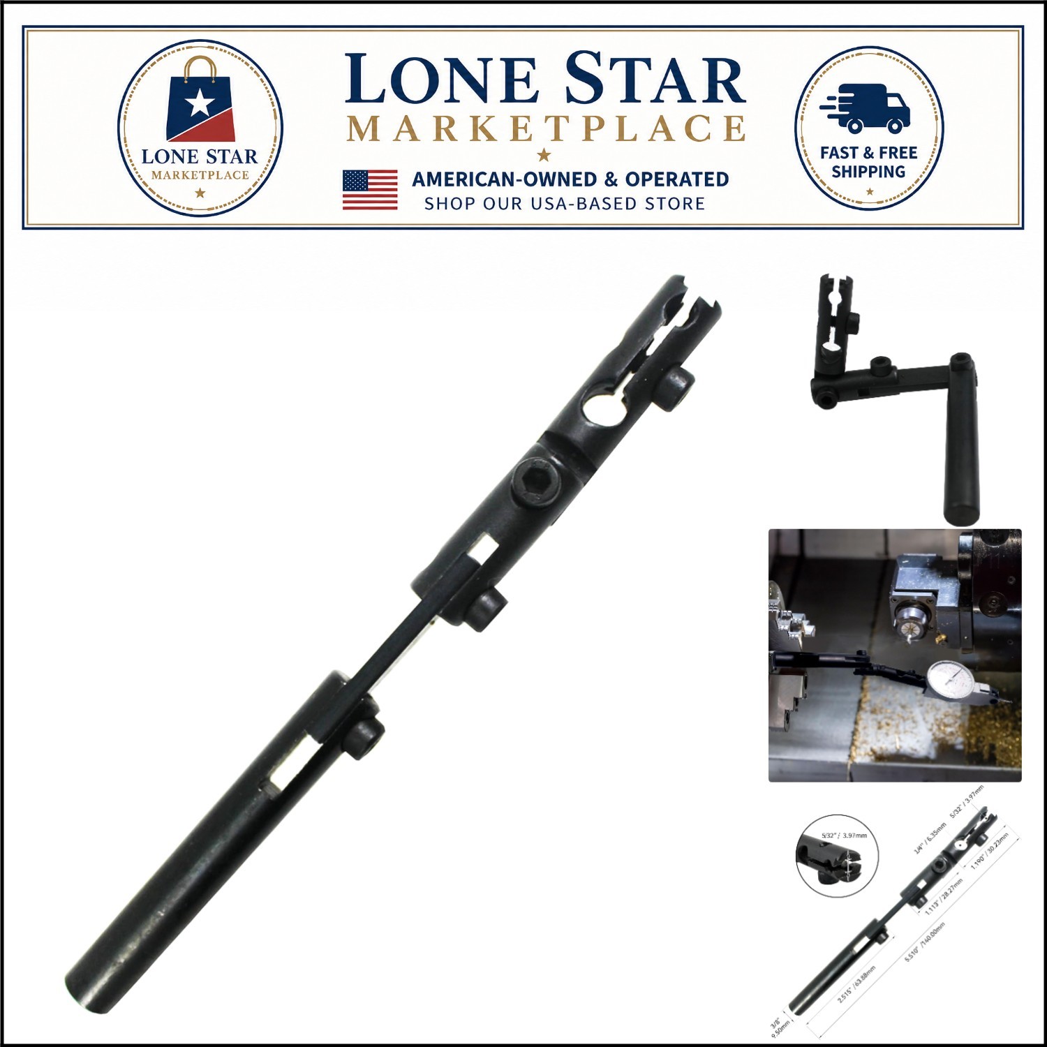 Precision Adjustable Arm Dial Indicator Holder with 3 Pivot Joints – Black Iron
