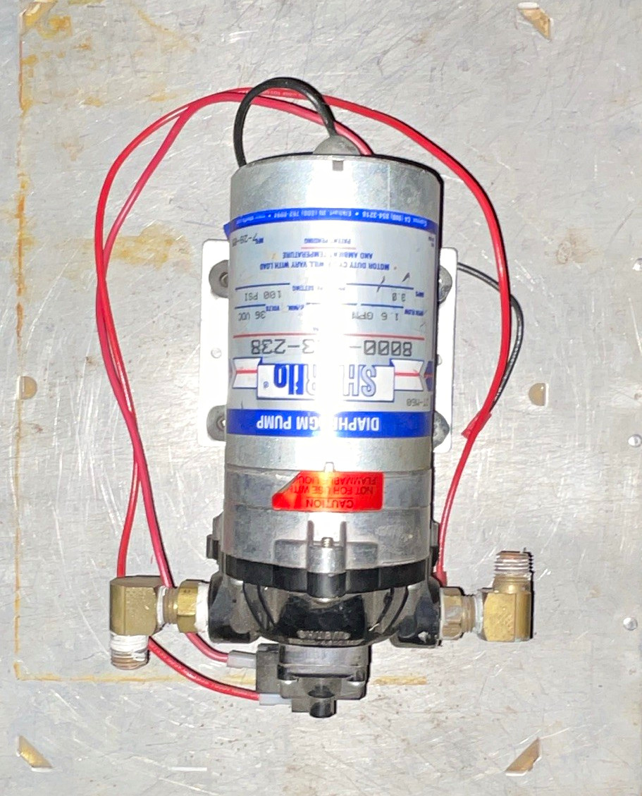 Shurflo Single Diaphragm Pump 36 VDC 1.6 GPM 100 PSI 3/8 in Poly