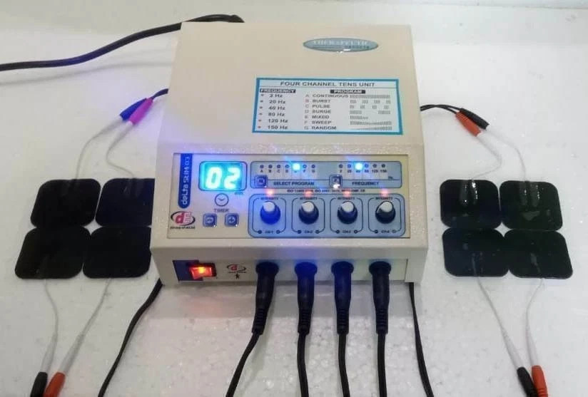 Premium quality Electrotherapy 04-ch carbon and sticky Adhesive Pads combo Unit