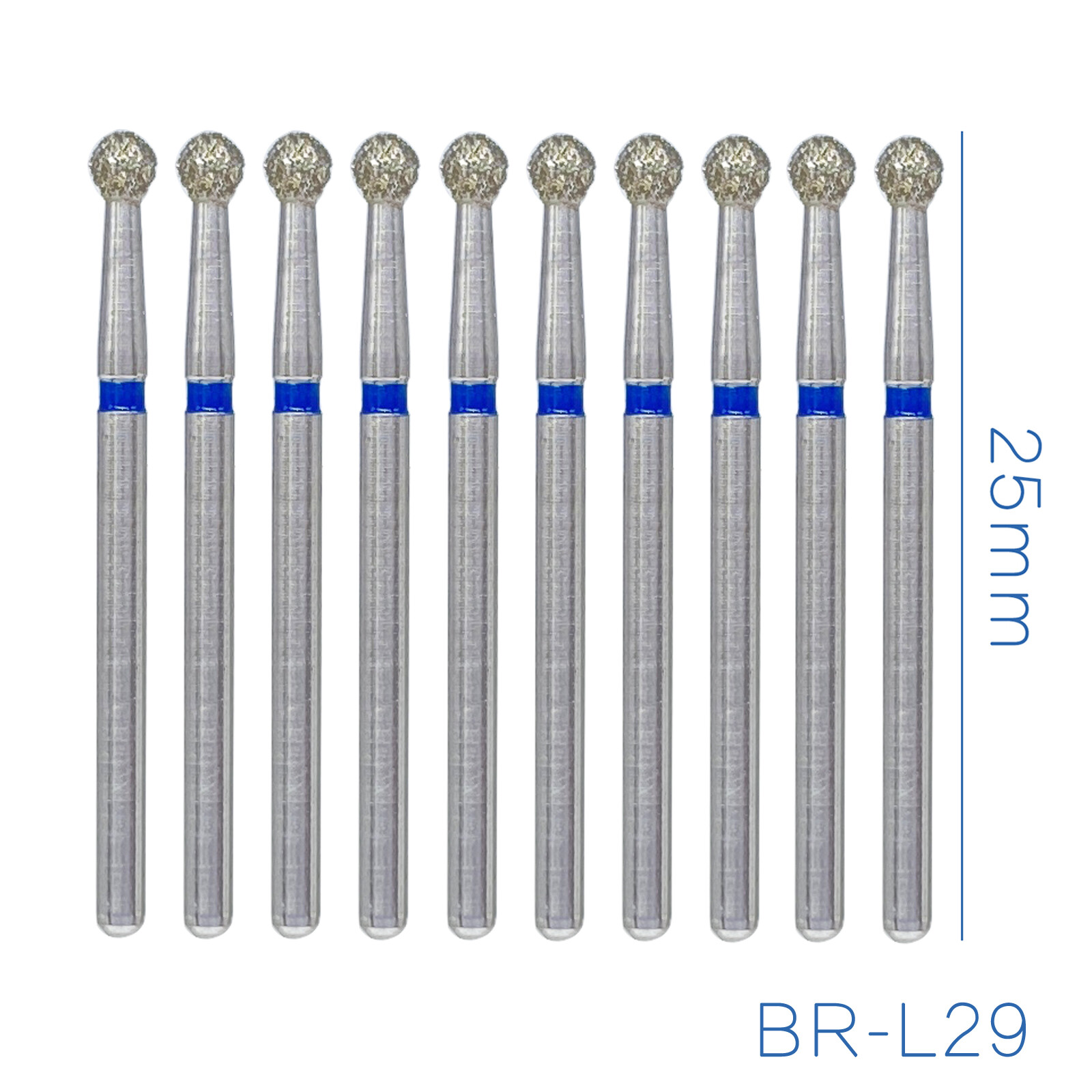 10Pc AZDENT Dental Diamond Burs Ball Round For High Speed Handpiece FG 1.6mm