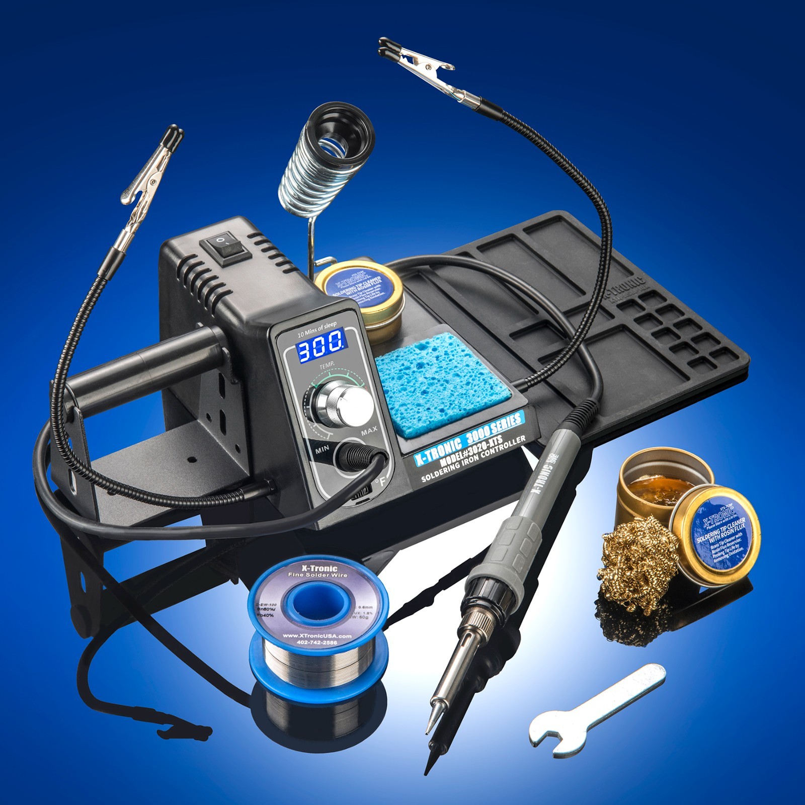 X-Tronic #3020-XTS 75 Watt Digital LED Display Soldering Iron Station Kit