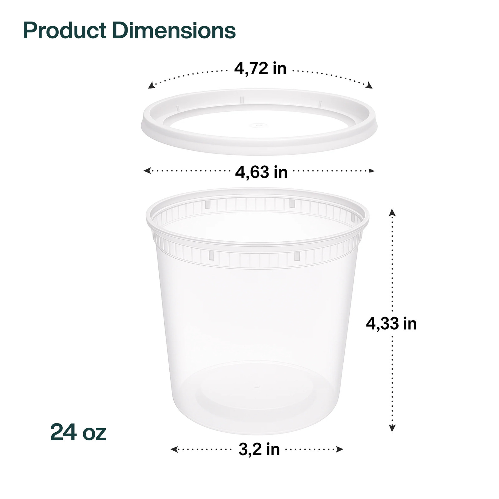 ProTakeOut, [24 oz] Heavy-Duty PP Deli Containers with Lids –50 Sets Durable