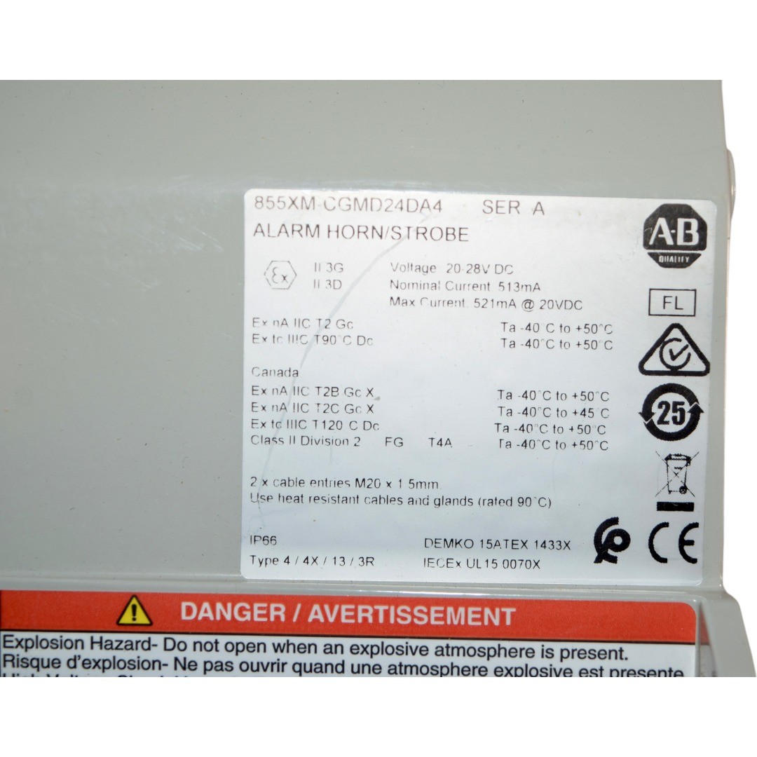 NEW Allen Bradley 855XM-CGMD24DA4 Industrial Horn Red Xenon Strobe Beacon 24V