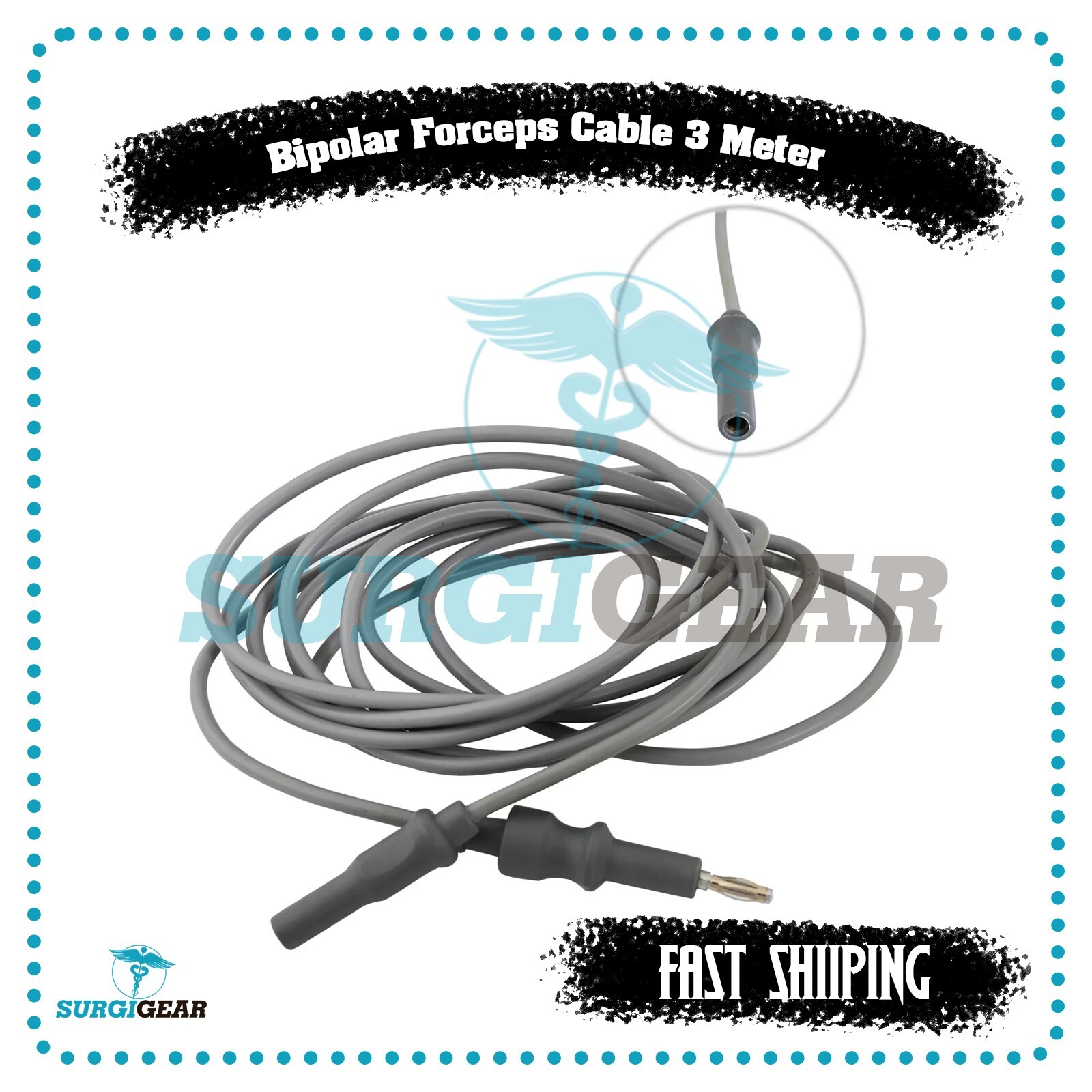 Bayonet Monopolar Forceps Bipolar Forceps Cable 3 Meter Silicon Cord Set of 3