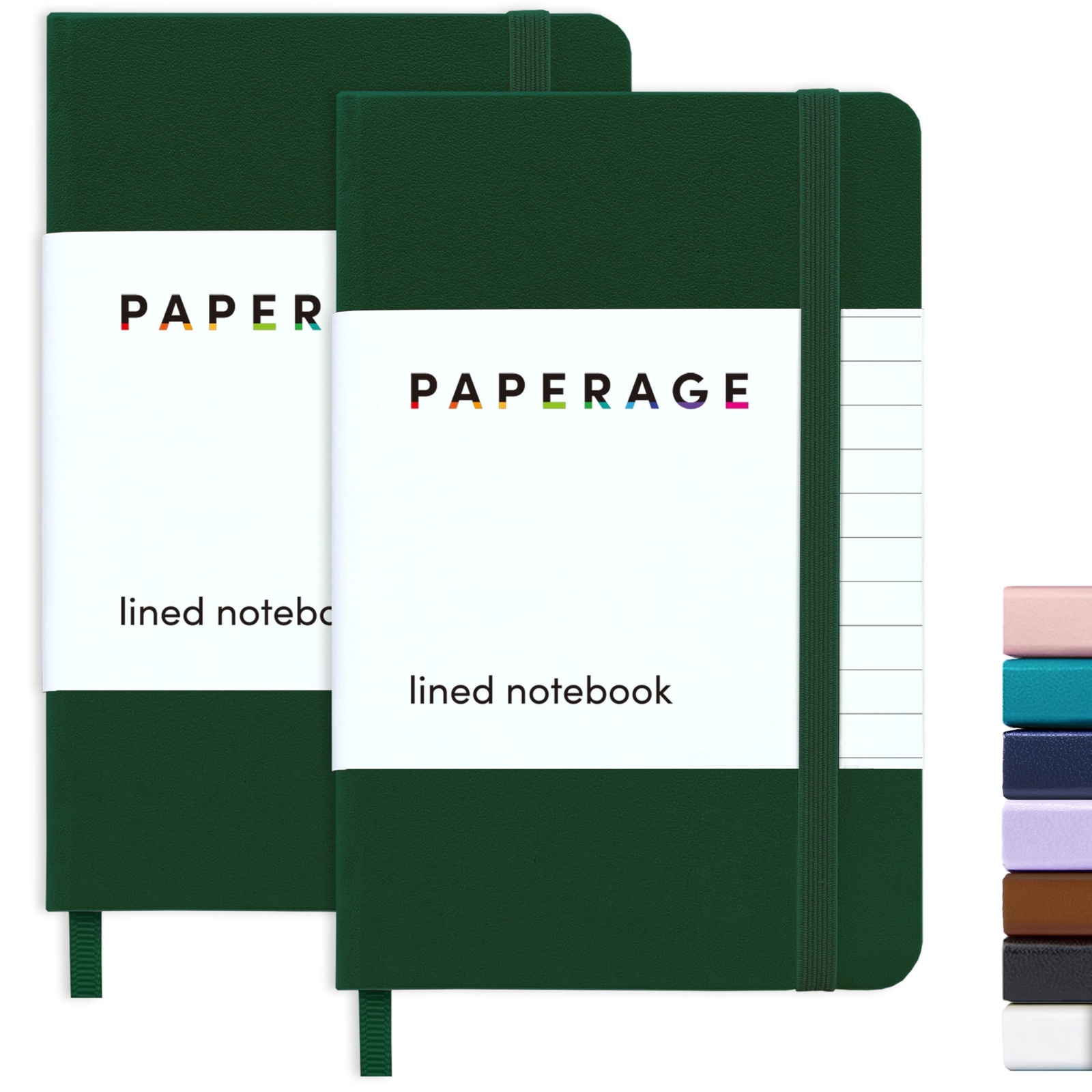 PAPERAGE Lined Pocket Journal Notebook, 2 Pack, (Dark Green), 160 Pages, Smal…