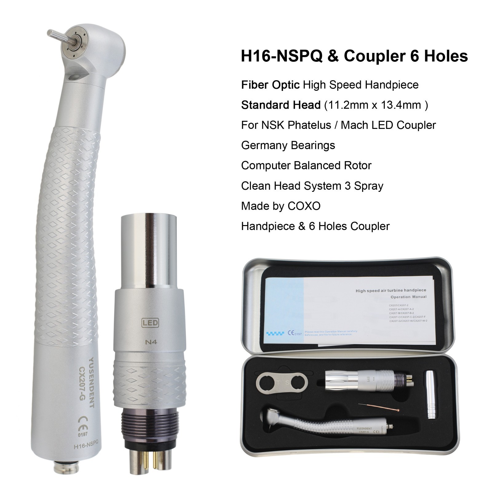 COXO Dental Handpiece High Speed Fiber Optic LED For KaVo MULTIflex NSK Coupler