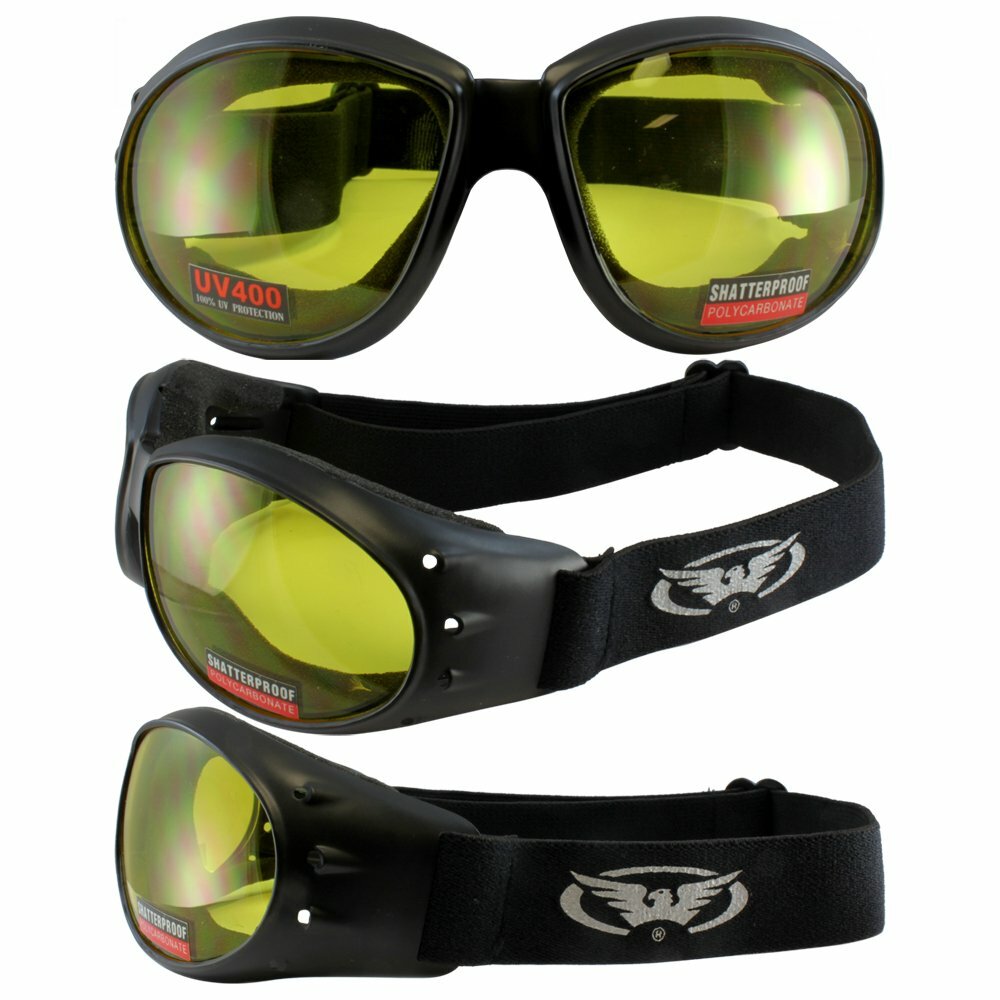 Global Vision Eliminator Padded Motorcycle Goggles Clear Smoke Yellow Lens