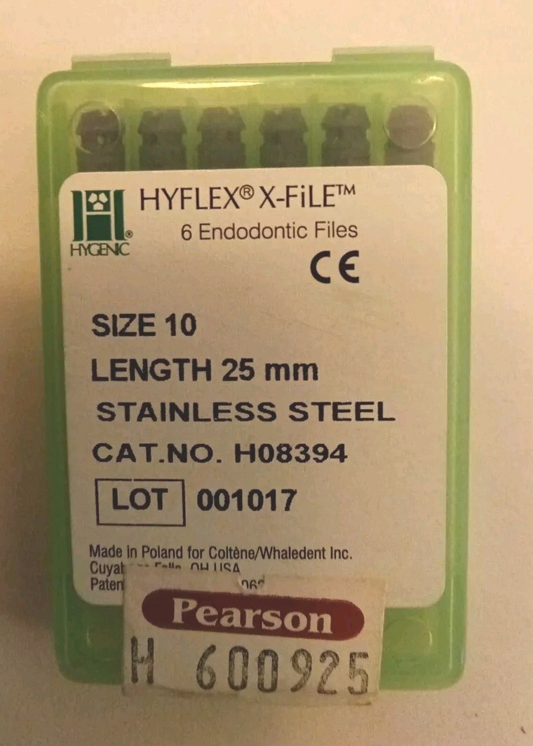 HyFlex X-file Size 10 Length 25 Mm 6 Pack Nickel Titanium Files Cat. No. H08394