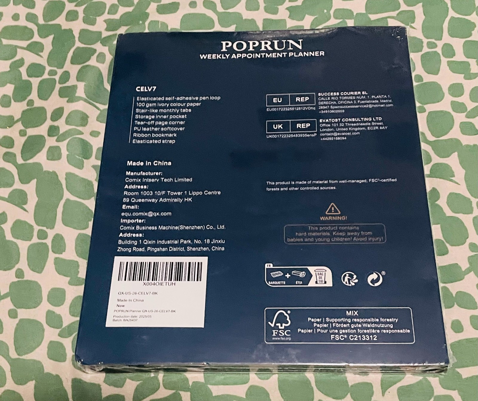 POPRUN 2026 Weekly Appointment Planner A5+ PU Leather Softcover NEW Sealed