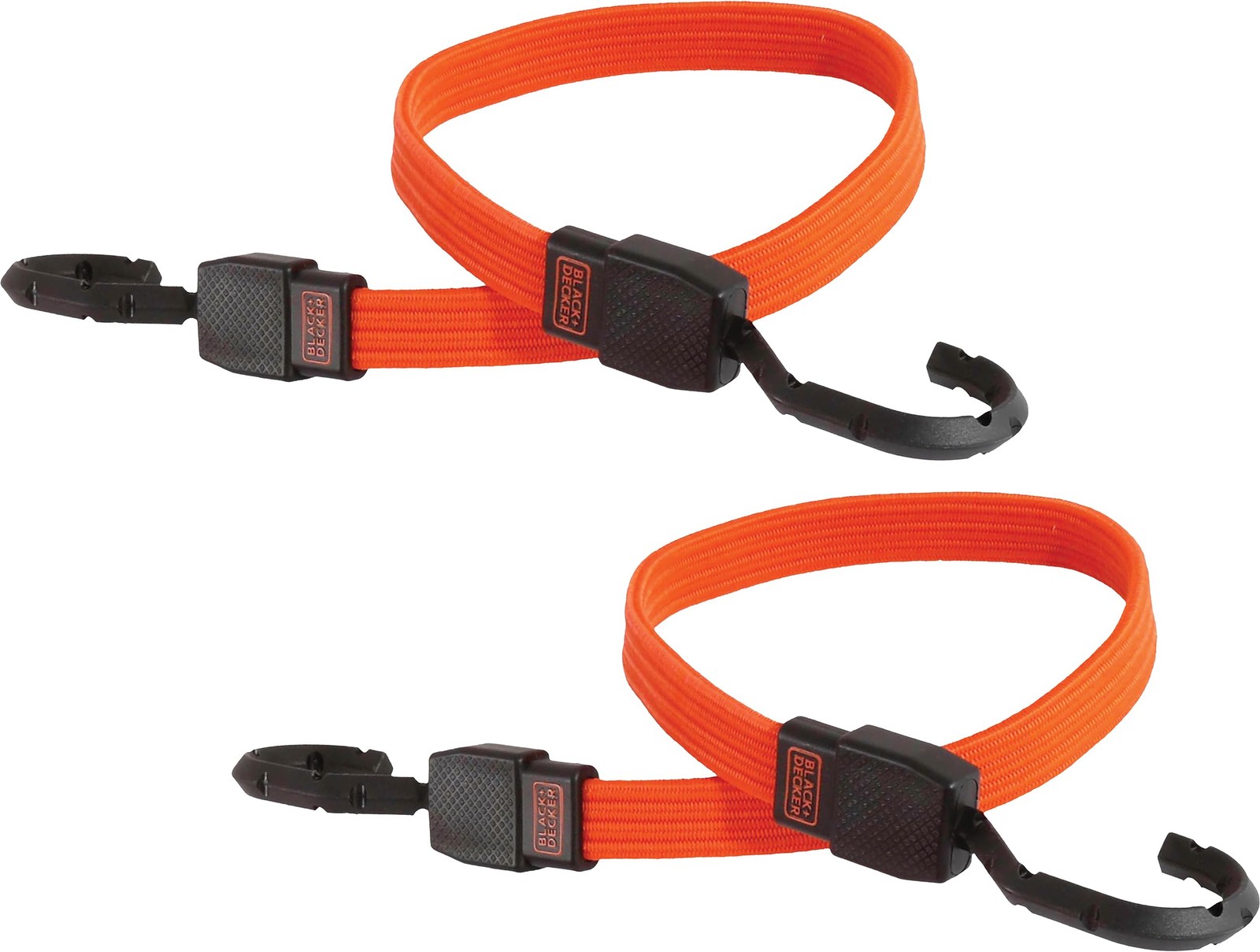 BDX1010 Black/Orange 24″ Flat Bungee Cord Straps, 2 Pack
