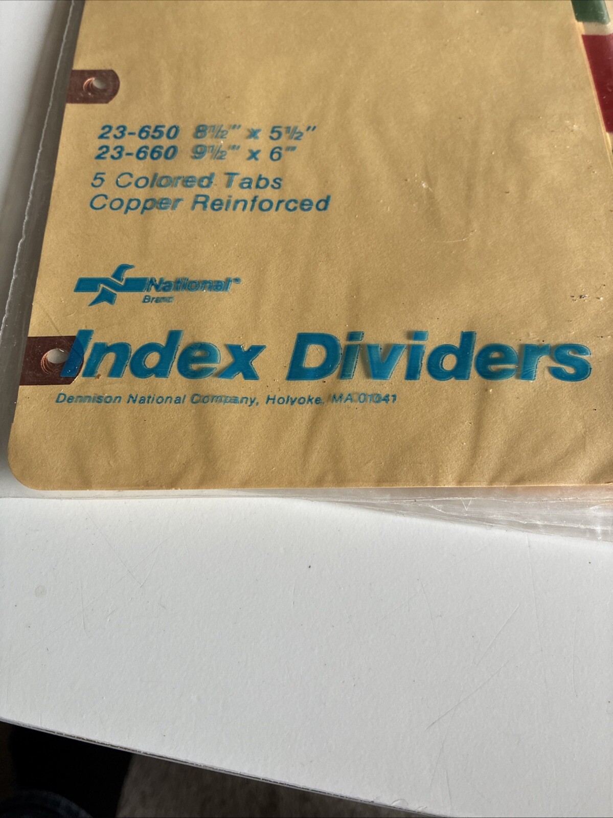 Lot of 4 packs of 5 in each divider tabs 5 1/2″x8 1/2″ w/ copper reinforced hole