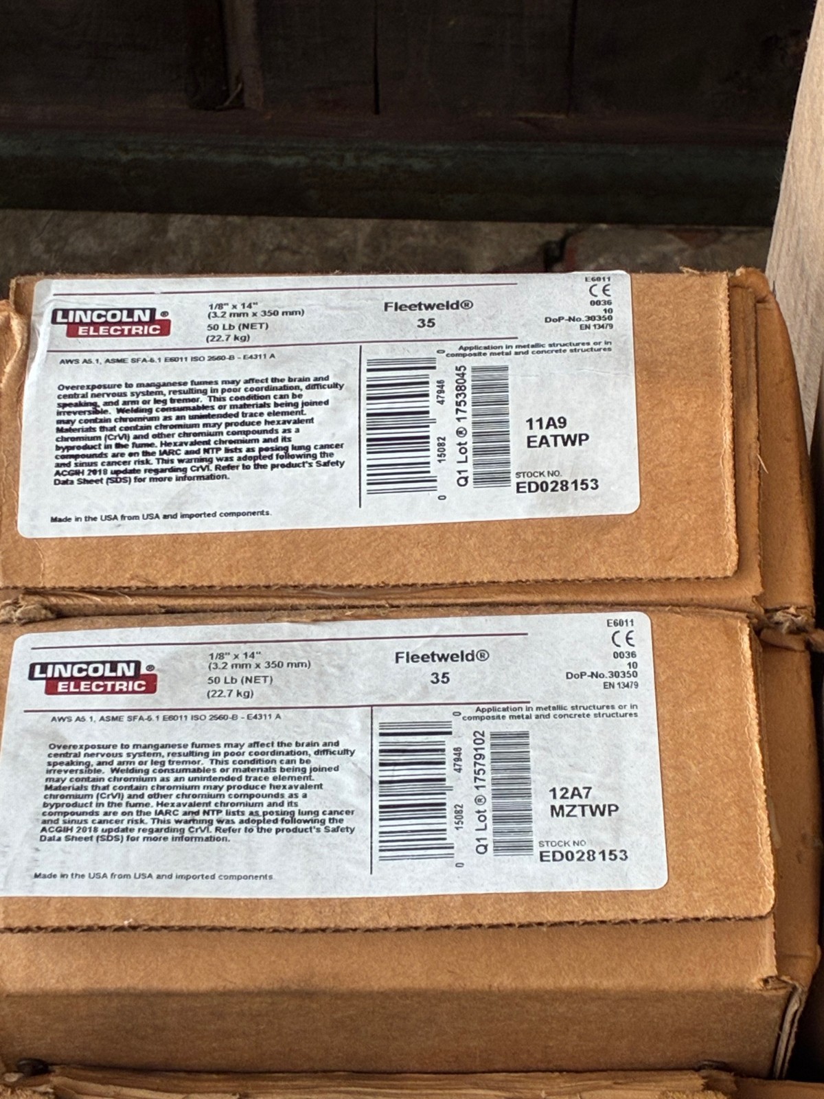 LINCOLN 1/8″ 6011 FLEETWELD 35 #ED028153 50# CTN