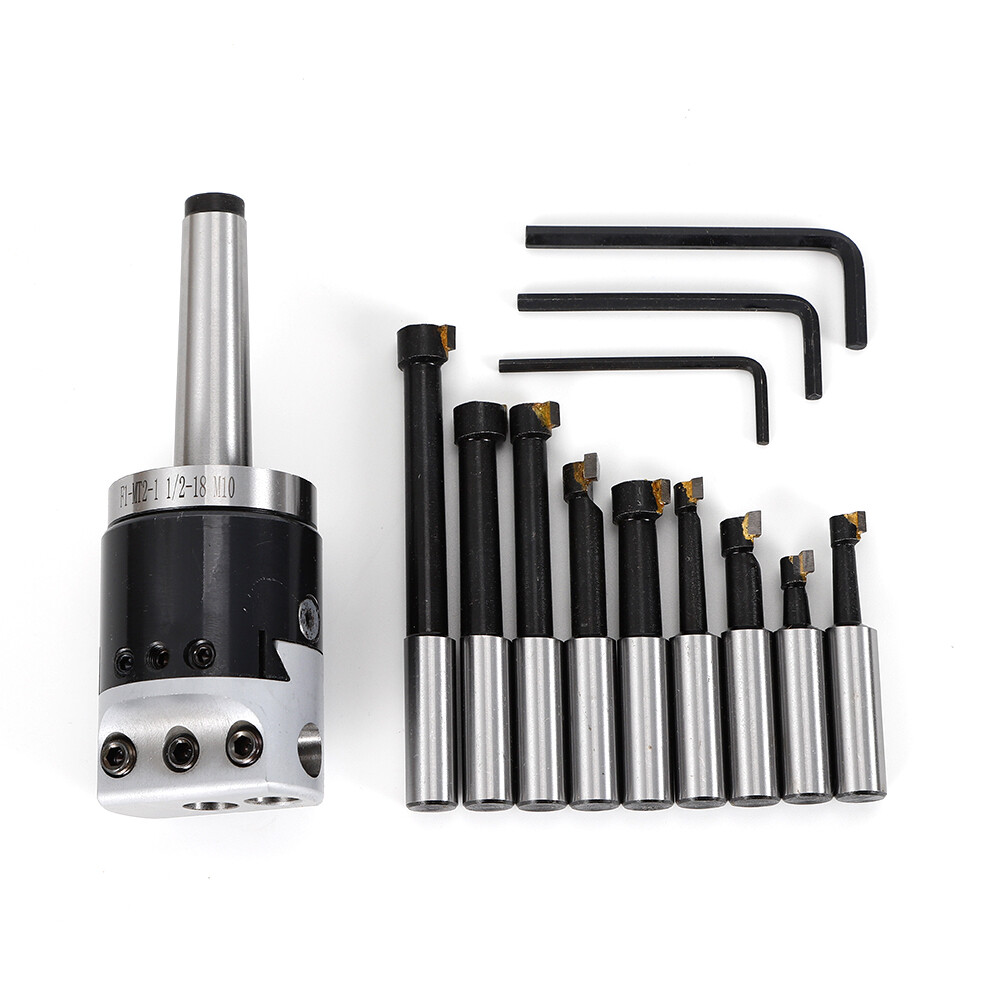MT2-F1-9pcs Boring Head 1/2″ Carbide Boring Bar Full Set Milling NEW