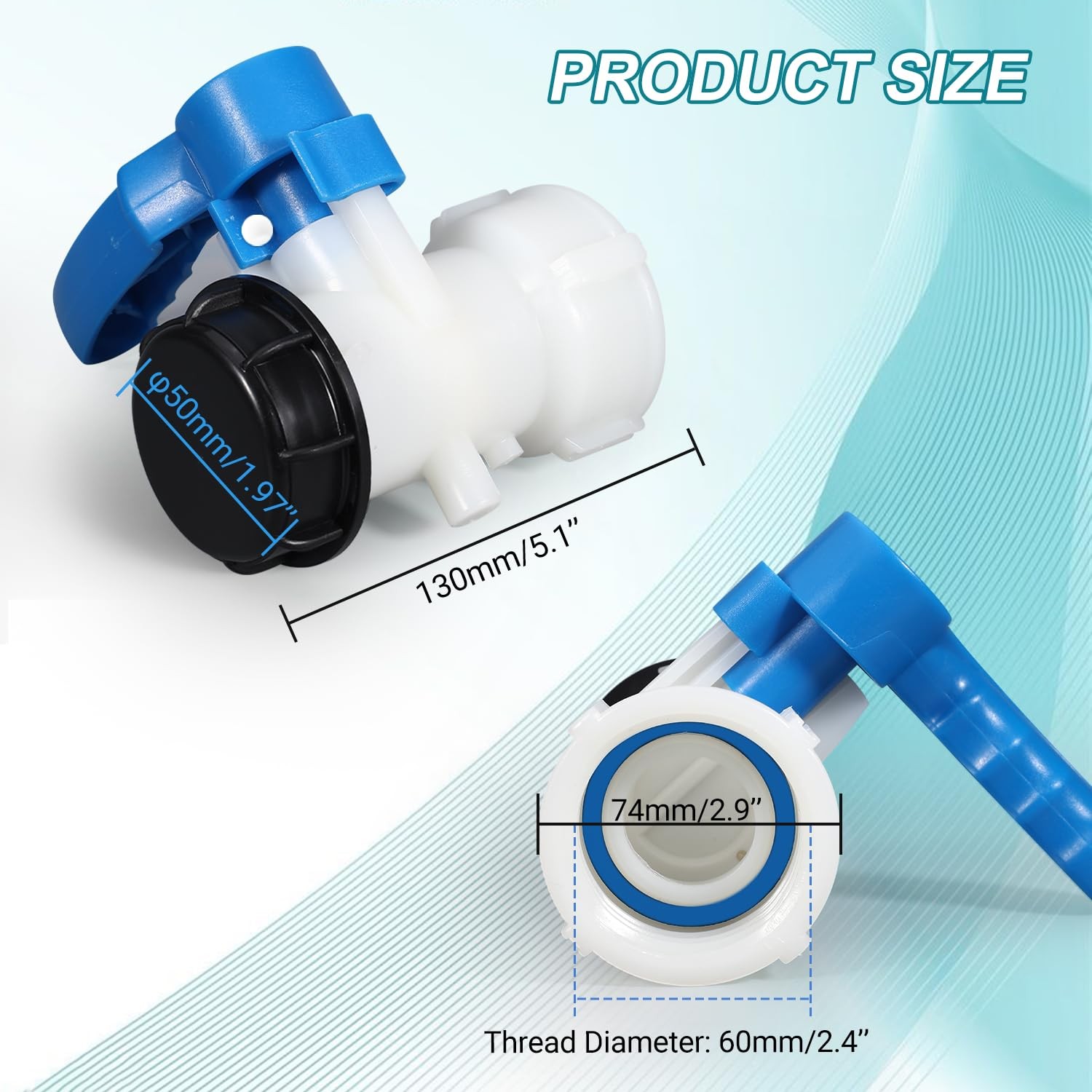 IBC Tote Valve, 2.4″» Coarse Thread IBC Tote Adapter, 62mm DN40 Heavy Duty To