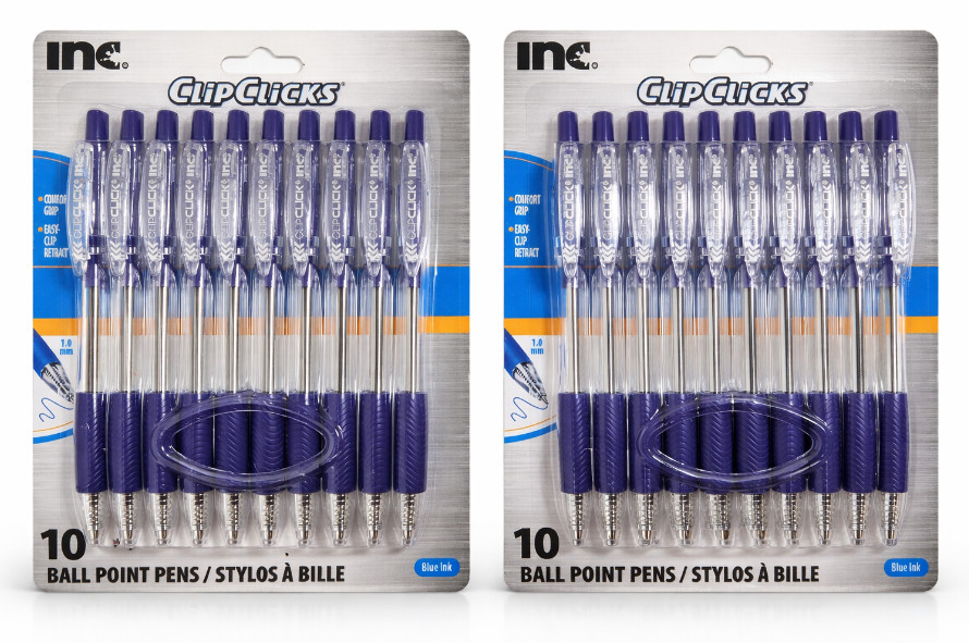 Set of 2 Retractable Blue Ballpoint Pens 1.0mm Tip – 20 Total Pens Office School