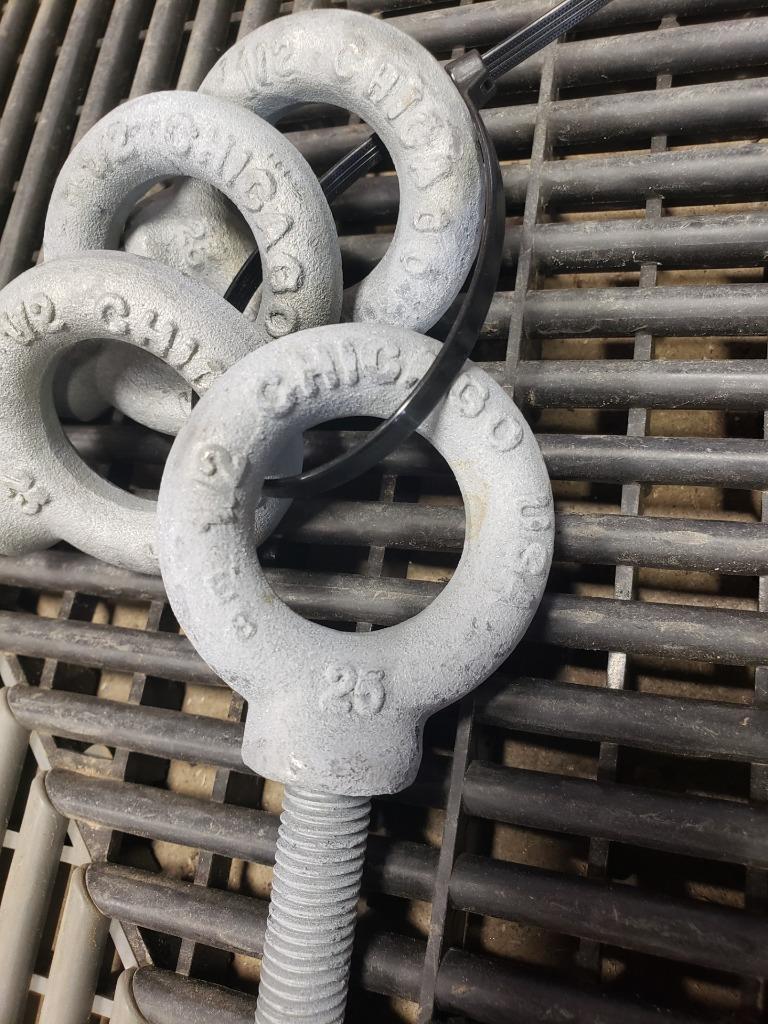 Lot of 4 Chicago USA Lifting Eyebolts M12 x 1.75 Galvanized