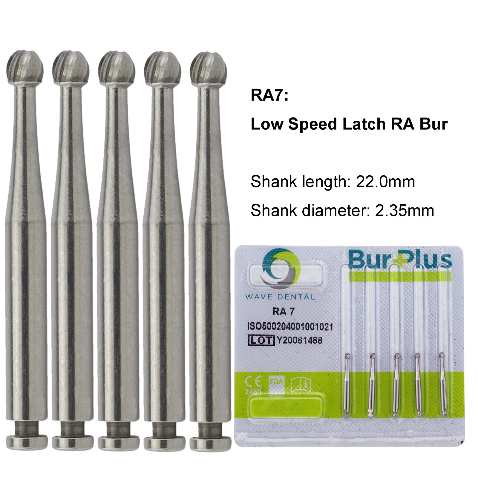 WAVE Dental Latch Carbide Burs Round RA Slow Speed Straight Handpiece Bur 44.5mm