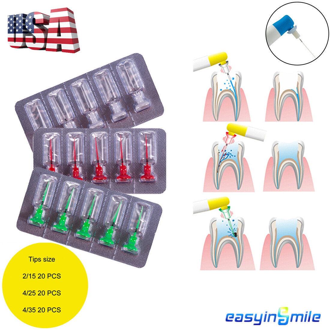 Endo Sonic Activator Dental Endodoncia Ultra Irrigator Root Canal Clean 60 Tips