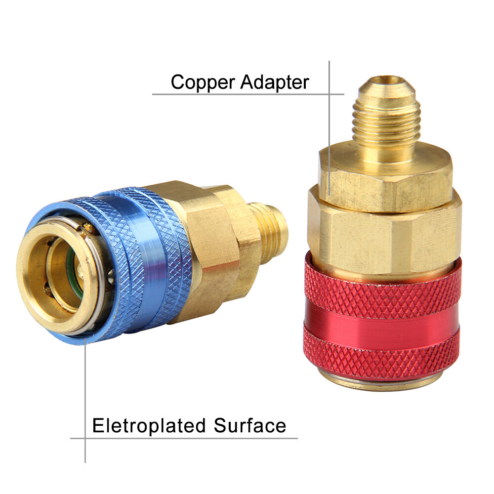 2X NEW Quick Connector Adapter Coupler Auto AC Manifold Gauge Low & High HVAC US