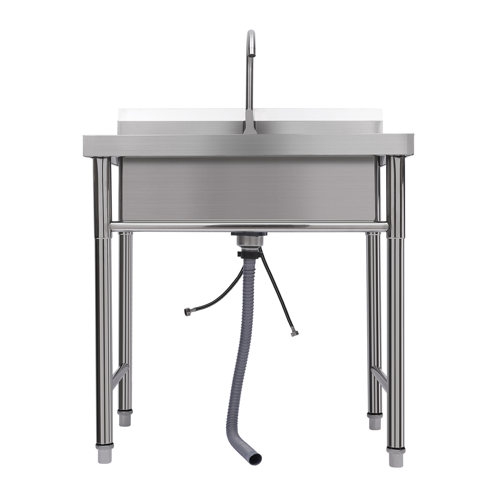 Commercial Stainless Steel 1-Compartment Kitchen Utility Sink With Faucet