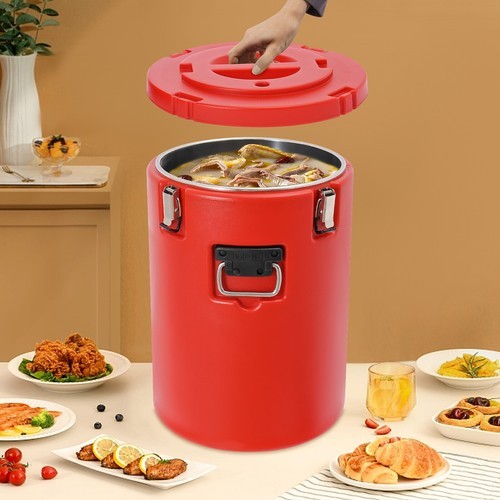 40L Commercial Soup Container Insulated Hot Cold Beverage Carrier Red