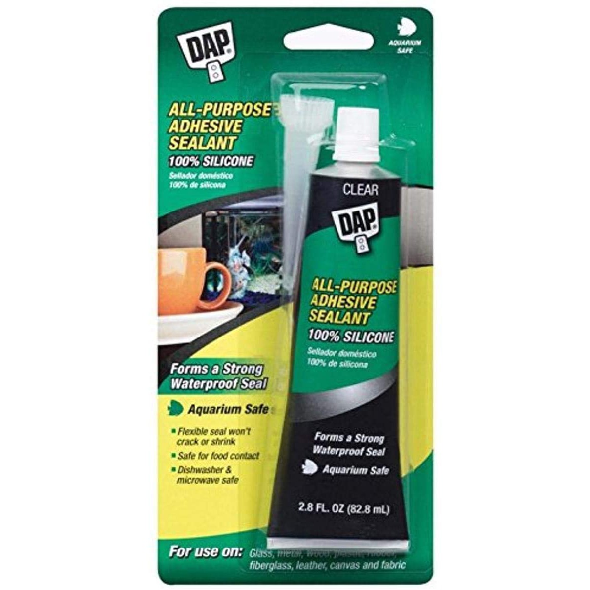 DAP All Purpose 100% Silicone Adhesive Sealant: 2.8 fl oz. (Clear)
