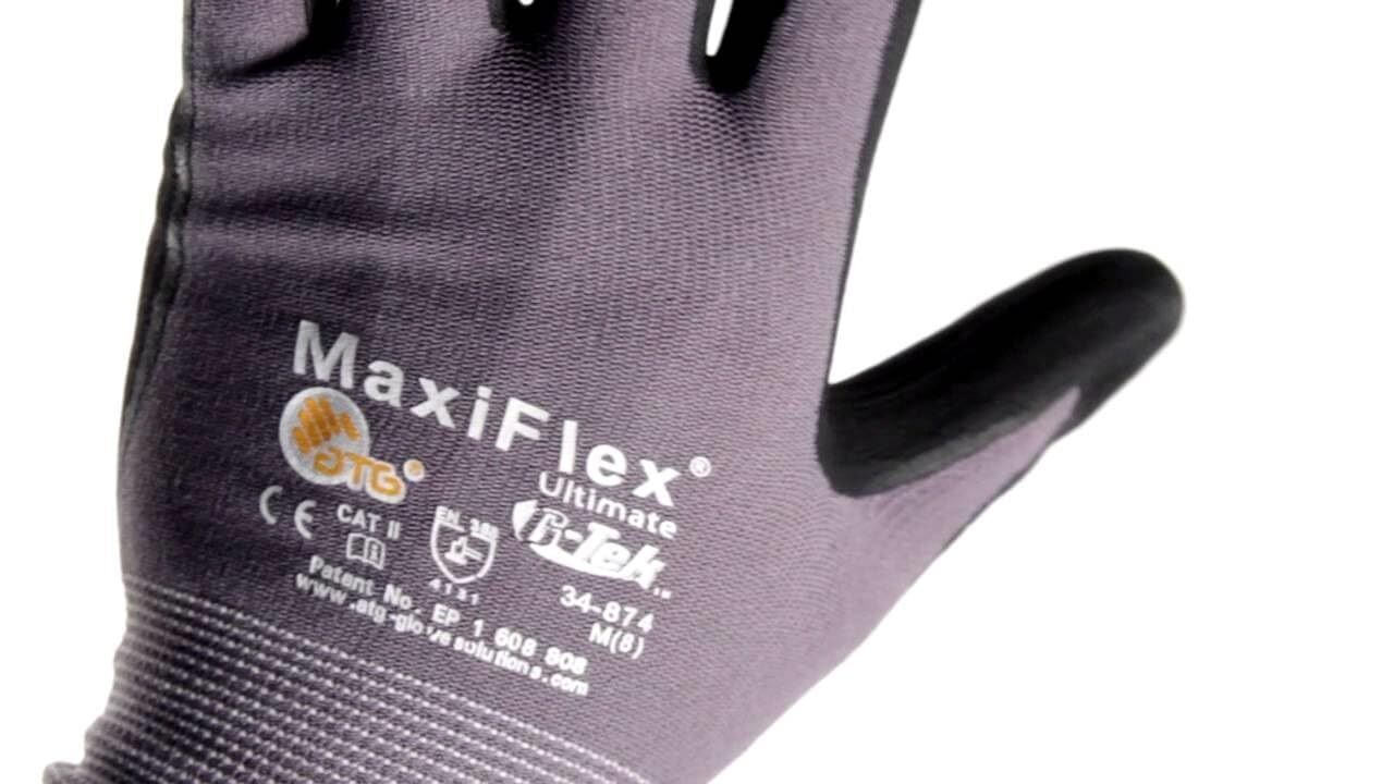 MaxiFlex Pack of 12 Gray Protective Gloves Snug Fit Optimized Grip Durability