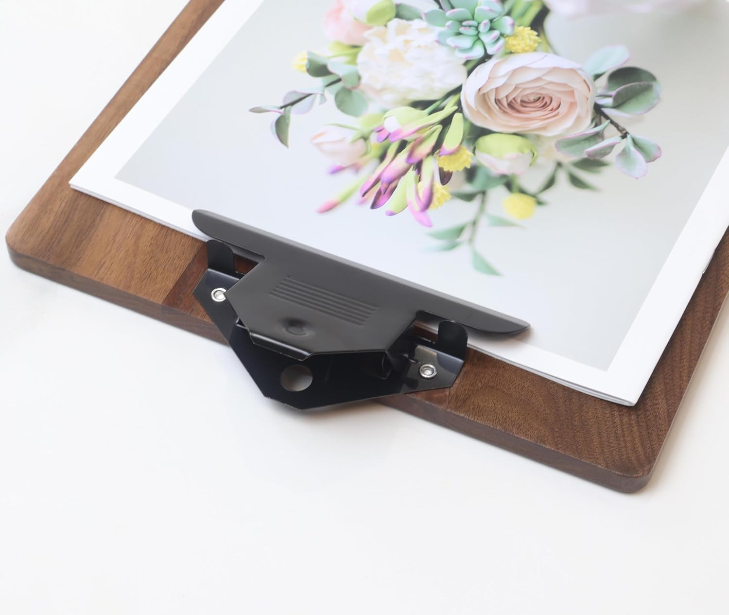 Solid Hardwood Walnut Clipboard with Stand,Wooden Menu Holder