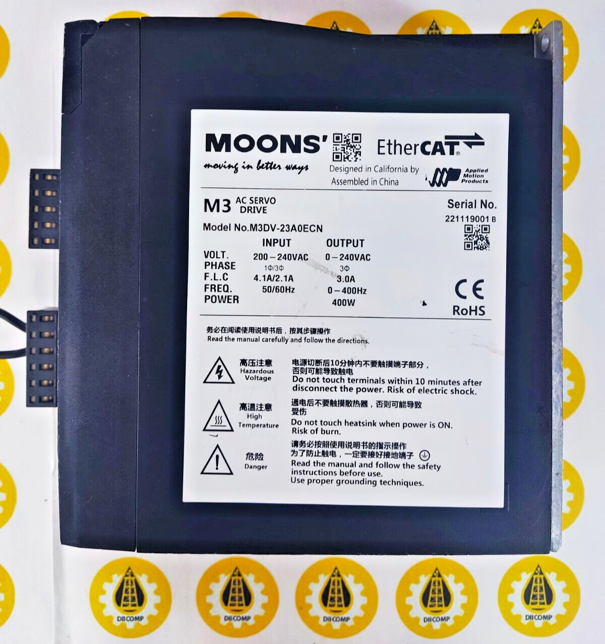 MOONS M3 AC SERVO DRIVE M3DV-23A0ECN EtherCAT 220VAC AC input driver