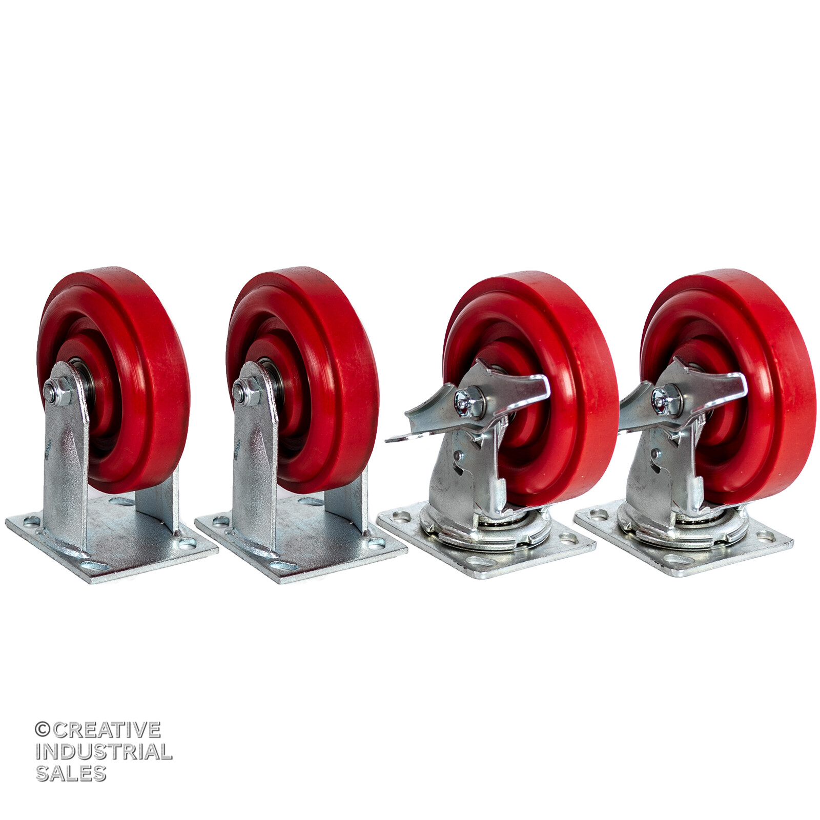 6″ X 2″ Swivel Caster Polymer Wheel w/ Brake (2) Rigid (2)Tool Box