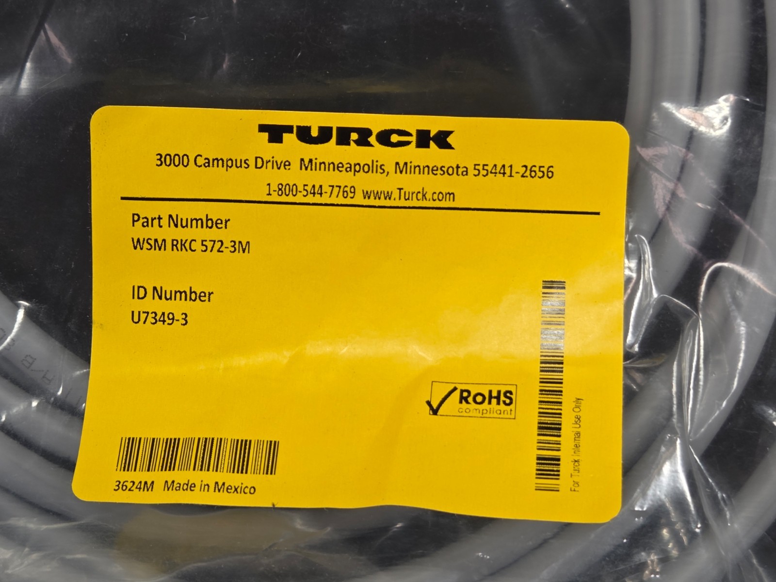 TURCK WSM RKC 572-3M Cable U7349-3 NEW FAST SHIP!💨✅