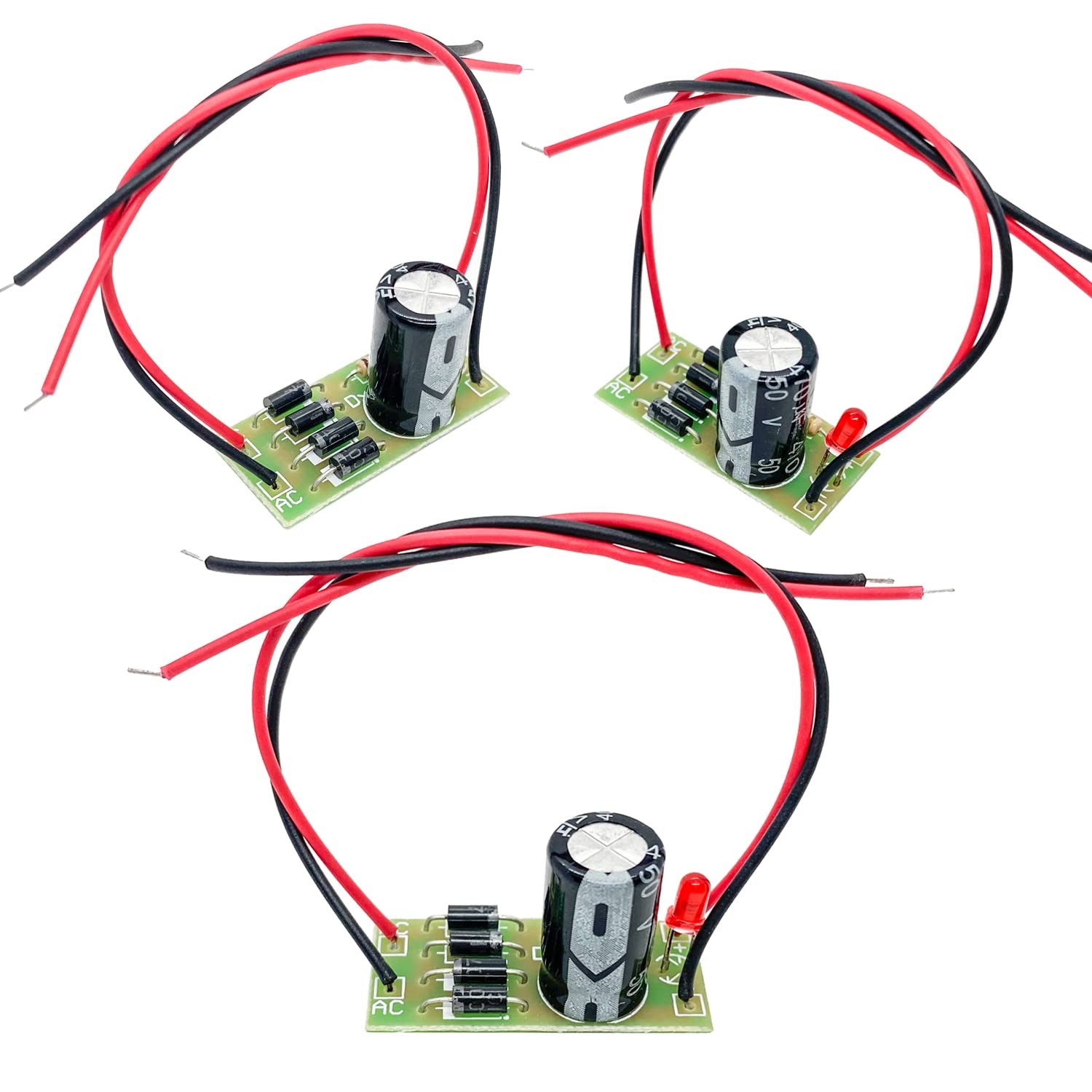 3Pcs AC-DC Converter 6V 12V 24V to Input AC 6V-32V (capacitance 50V470UF)