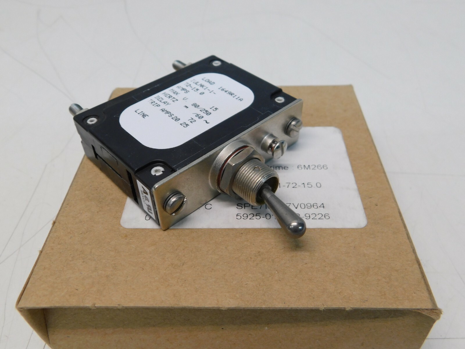 Airpax Circuit Breaker 15 Amps IULNK1-1-72-15.0 NSN 5925-01-602-9226