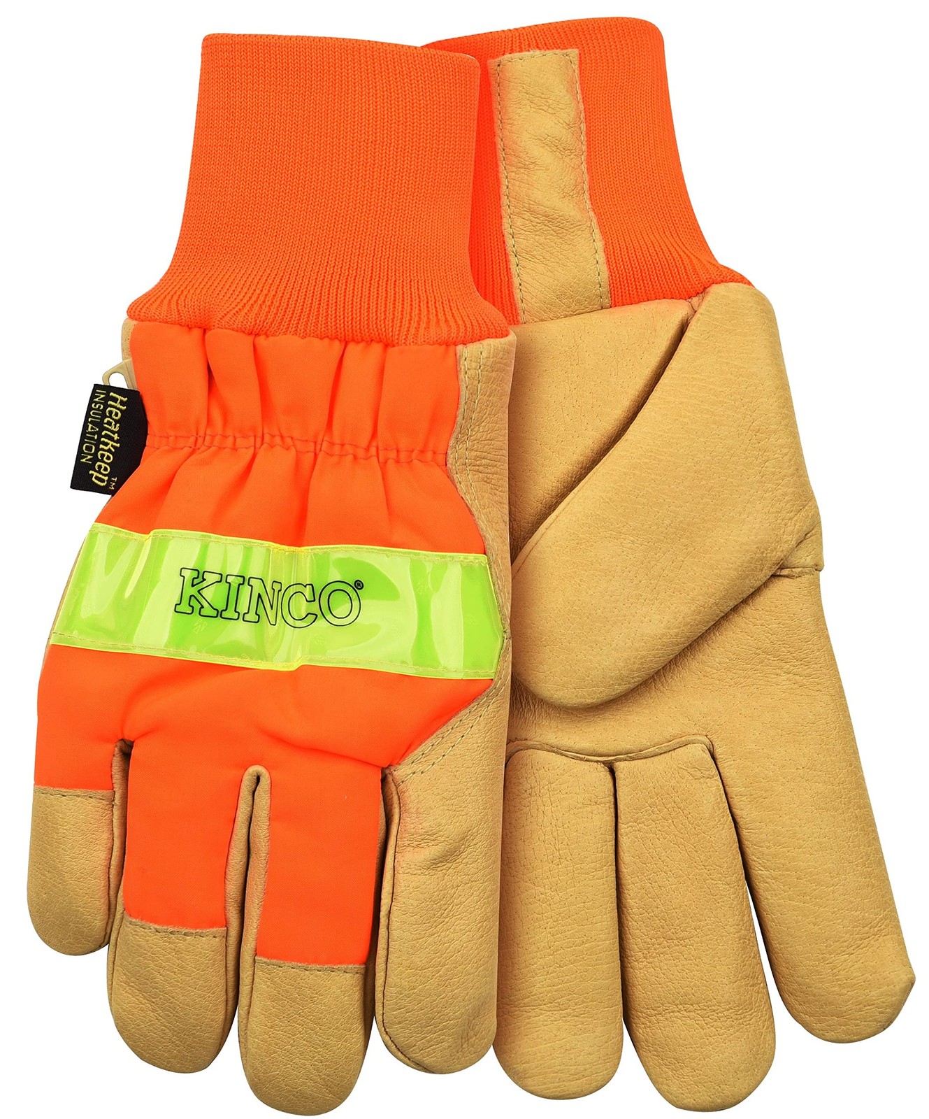 Kinco Orange Hi-Vis Lined Pigskin Leather Work Gloves (style No. 1938KW)