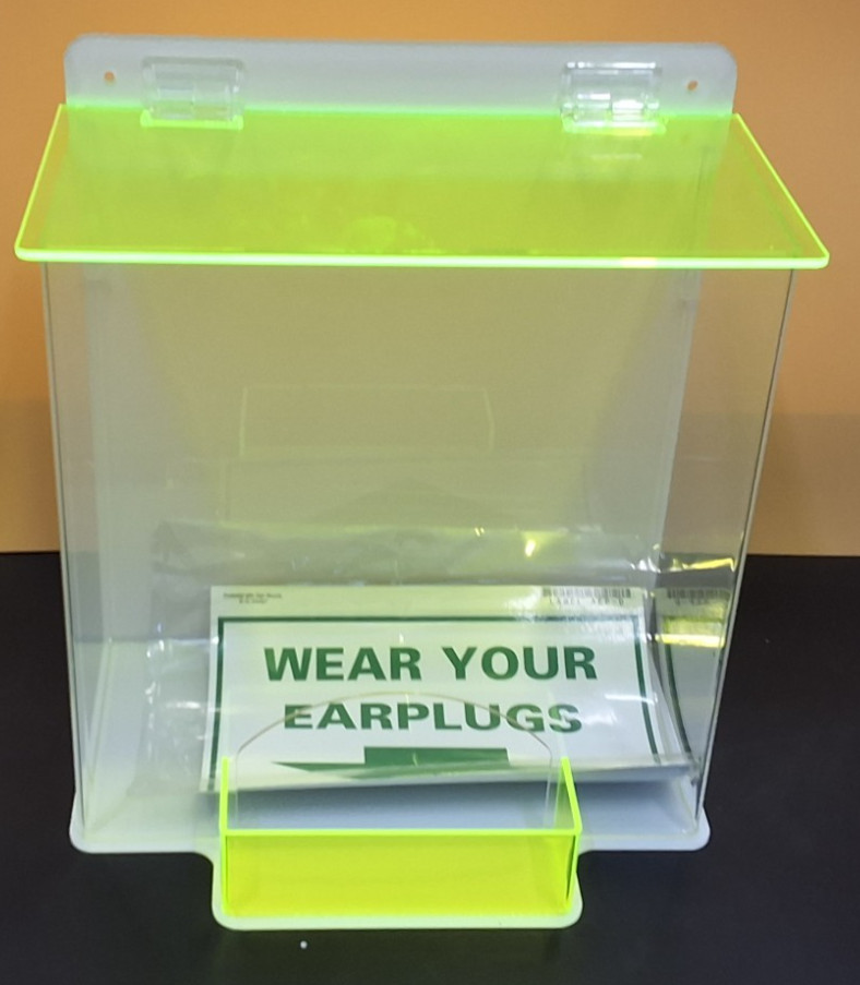 Acrylic Ear Plug Dispenser Wall Mount Tabletop Hinged Lid 11.5 x 16.5 NEW