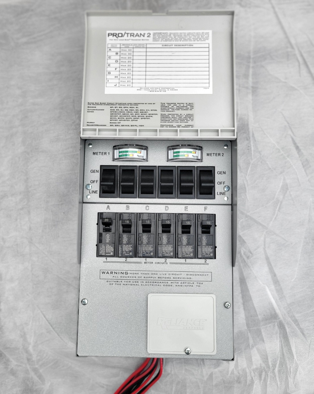RELIANCE CONTROLS PRO/TRAN 2, 30A MANUAL TRANSFER SWITCH KIT INLET BOX