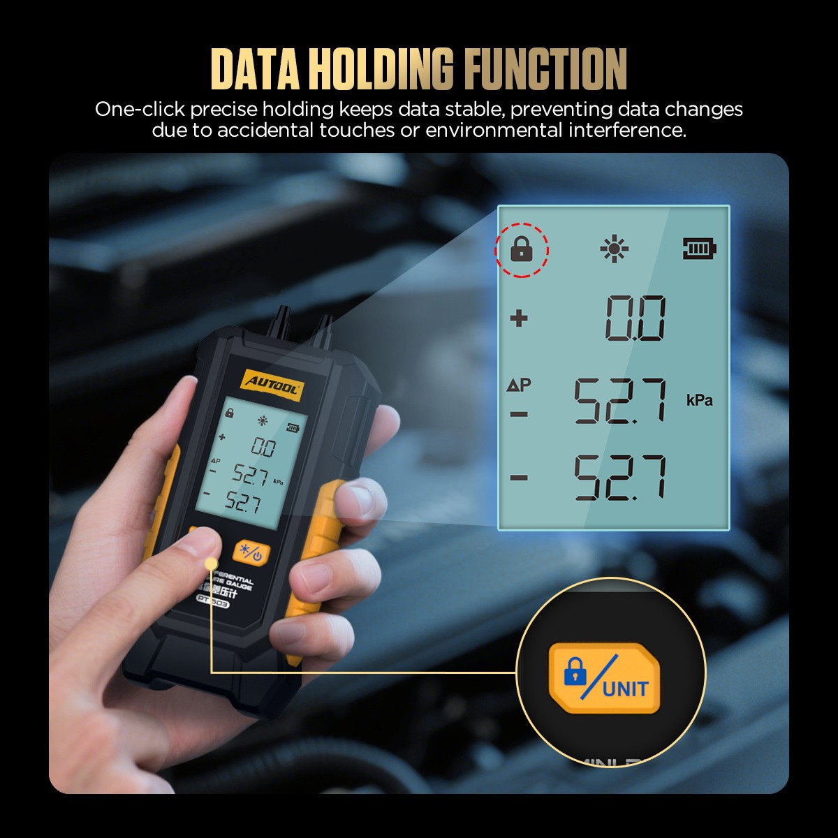 Digital Manometer Gas Air Pressure Tester Dual Port HVAC Tester Meter 200 kPa