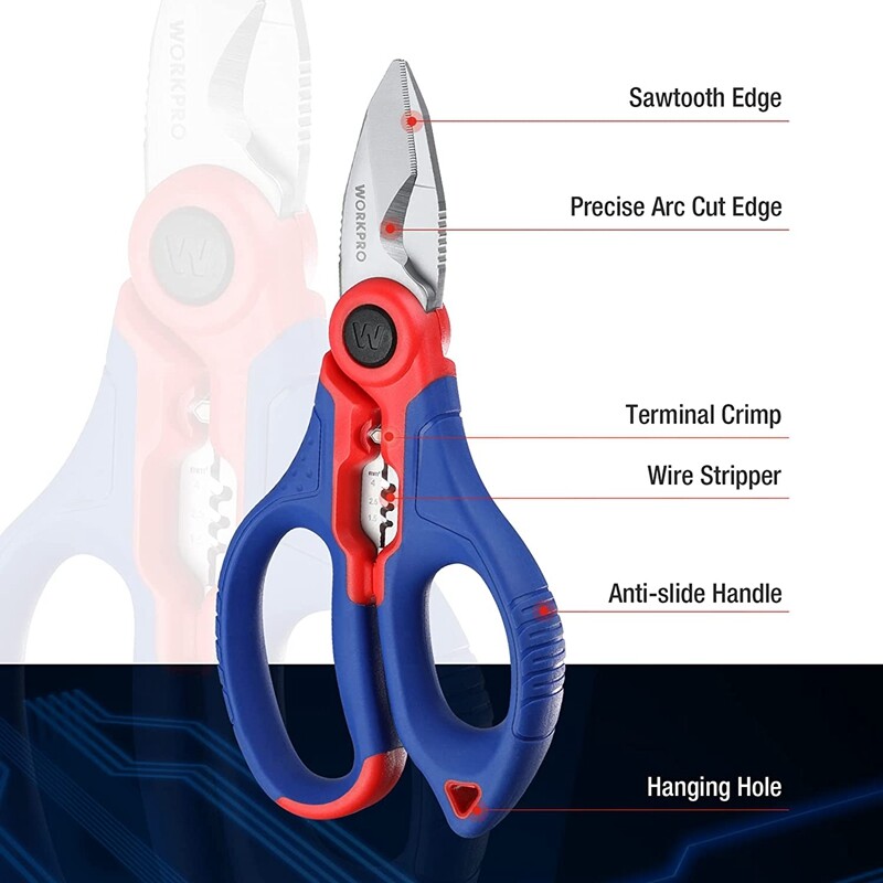 WORKPRO Electricians Scissors 6.4-INCH Professional Electrician Shears Stainless