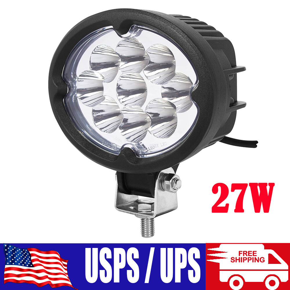 Universal 27W LED Work Light Spot Headlight For Tractor Suv Atv Boat US