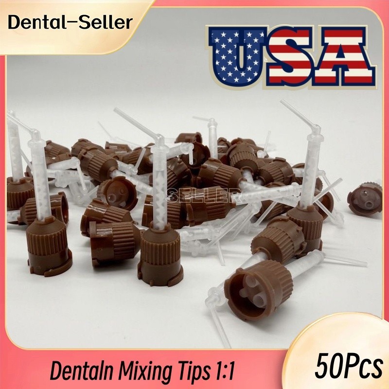 Dental Mixing Tips (1:1) HP Brown & White with Intraoral Tips 50Pcs/Bag USA