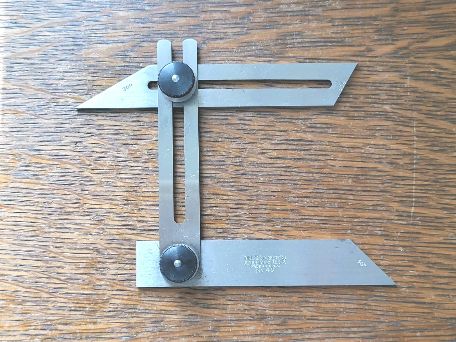 Vintage L. S. Starrett No. 49 Combination Bevel (30°/45°/60° Angles) w/Box NOS