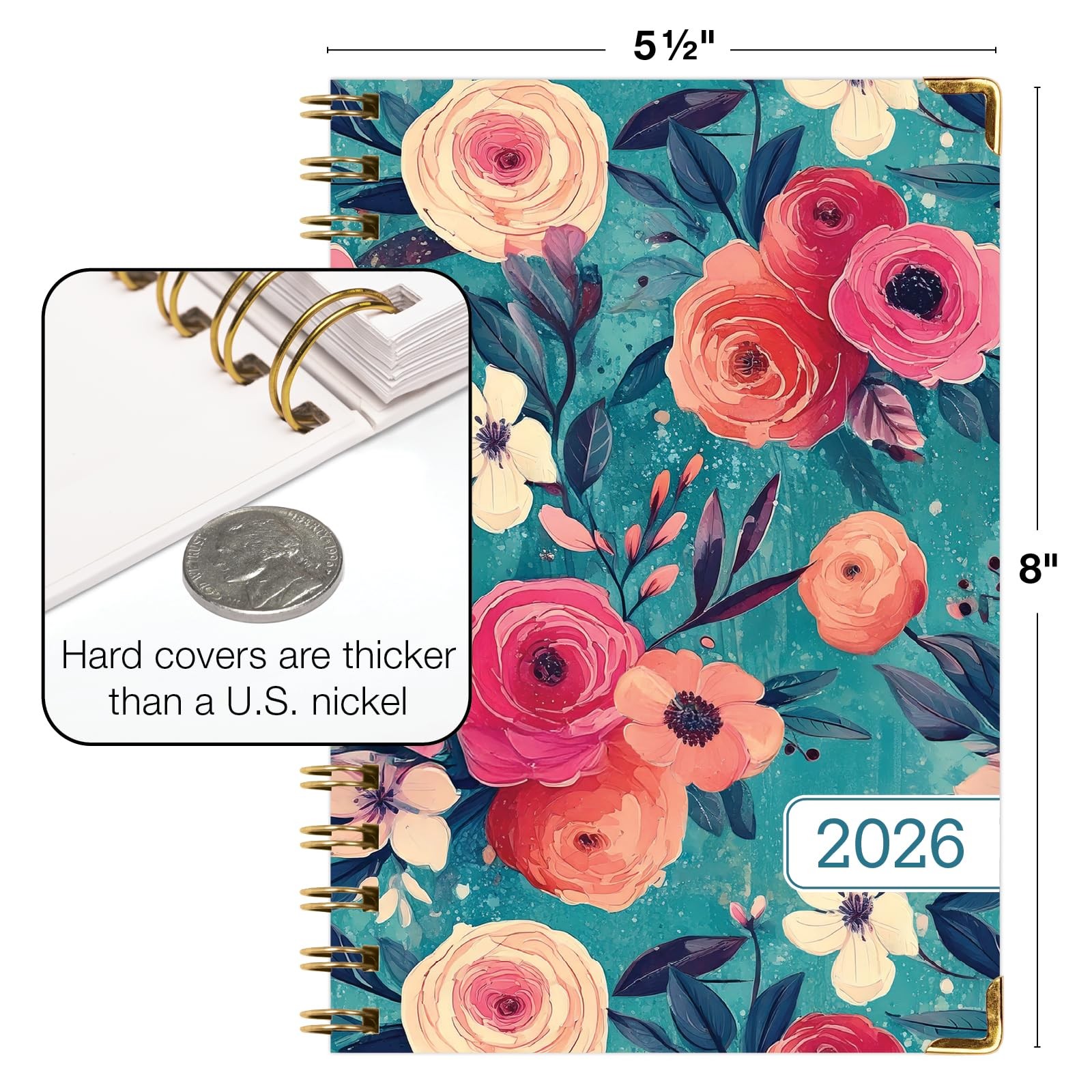 HARDCOVER 2026 Planner, 5.5″x8″: 14 Months (November 2025 – December 2026), D…