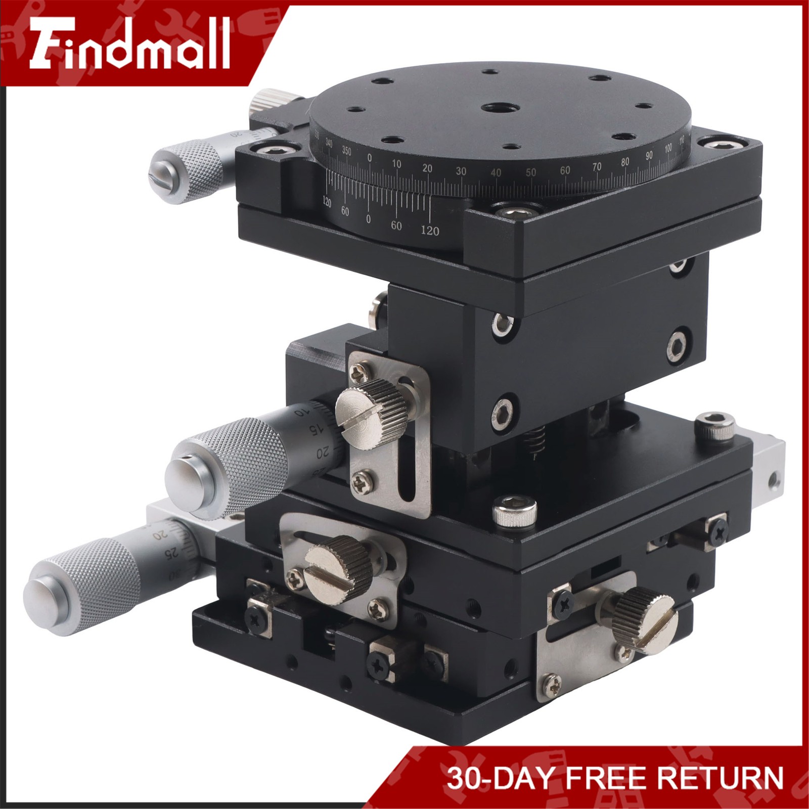Findmall XYZR 4 Axis Manual Positioning Stage 60x60mm Tuning Sliding Table