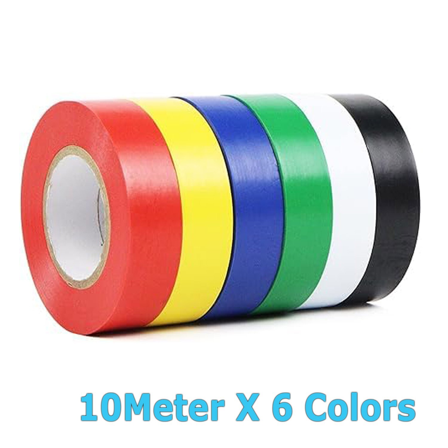 Multi Colored Electrical Tape 0.7″ Wide 32 Feet 10 Meters Per roll USA (6 Pack)
