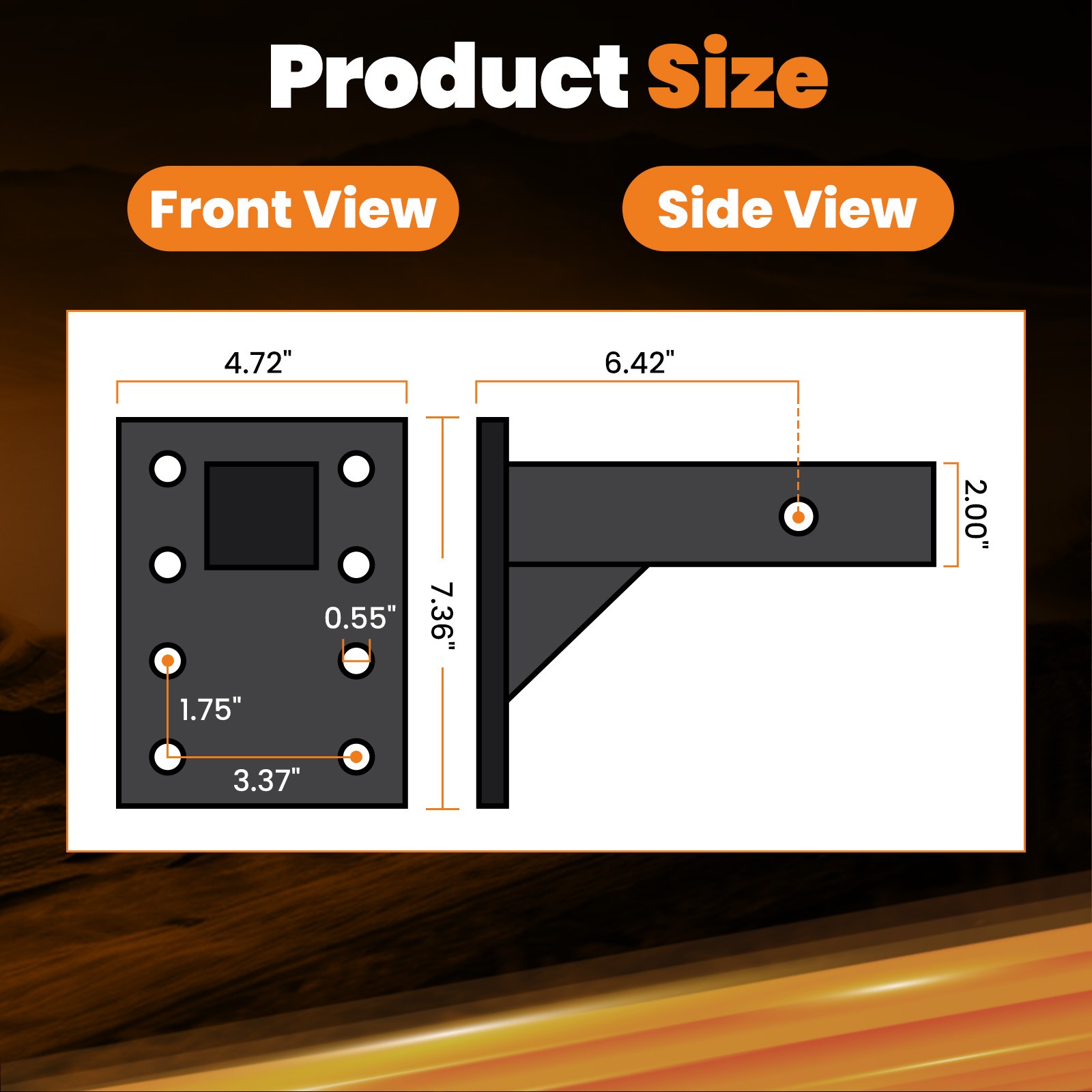 3 Position Pintle Hitch Mount Plate for 2″ Hitch Steel 20000 lbs Capacity